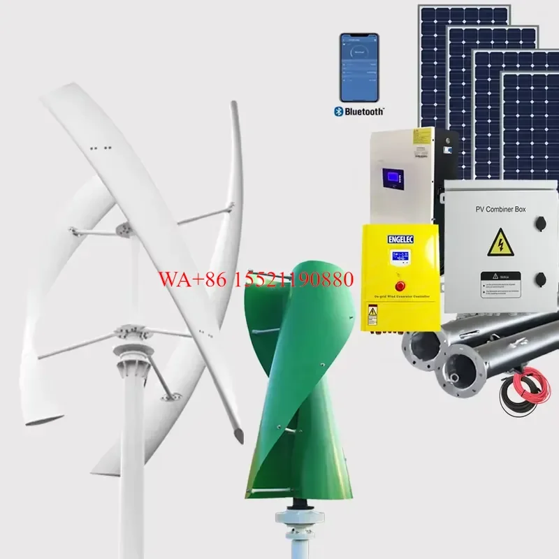 WMWMNU for R&X RX-XV 1KW 3KW 5KW 10KW Home Use Vertical Wind Turbine 96V-380V Wind Solar Power System VAWT Generator