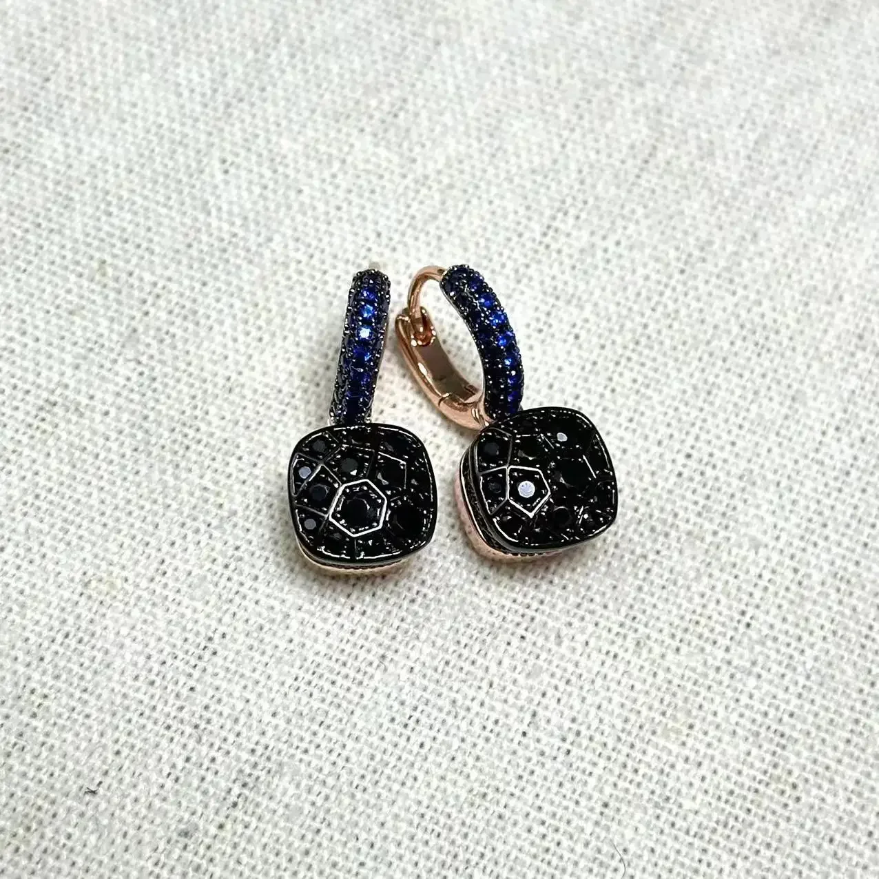 10.6mm Honeycomb Earrings Inlay Colorful Zircon For Women Blue Champagne Green Drop Square Earring Fashion Jewelry Gift
