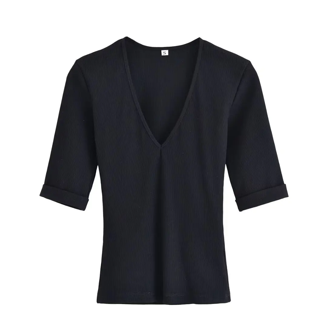 Y2K-camisetas informales finas para mujer, Top de manga corta, camiseta informal para uso diario, Tops cortos básicos lisos para mujer 2025