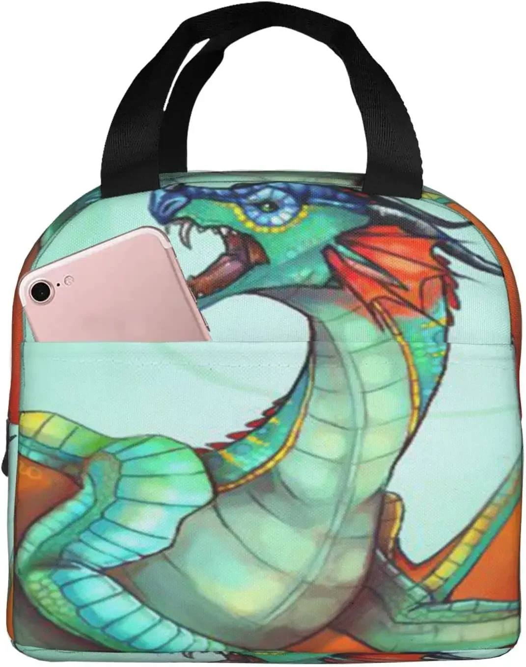 Lunchbag Wings_of_Dragons_Fire Students Heat Preservation Lunch Box Bento Handbag Snack Package for School Office