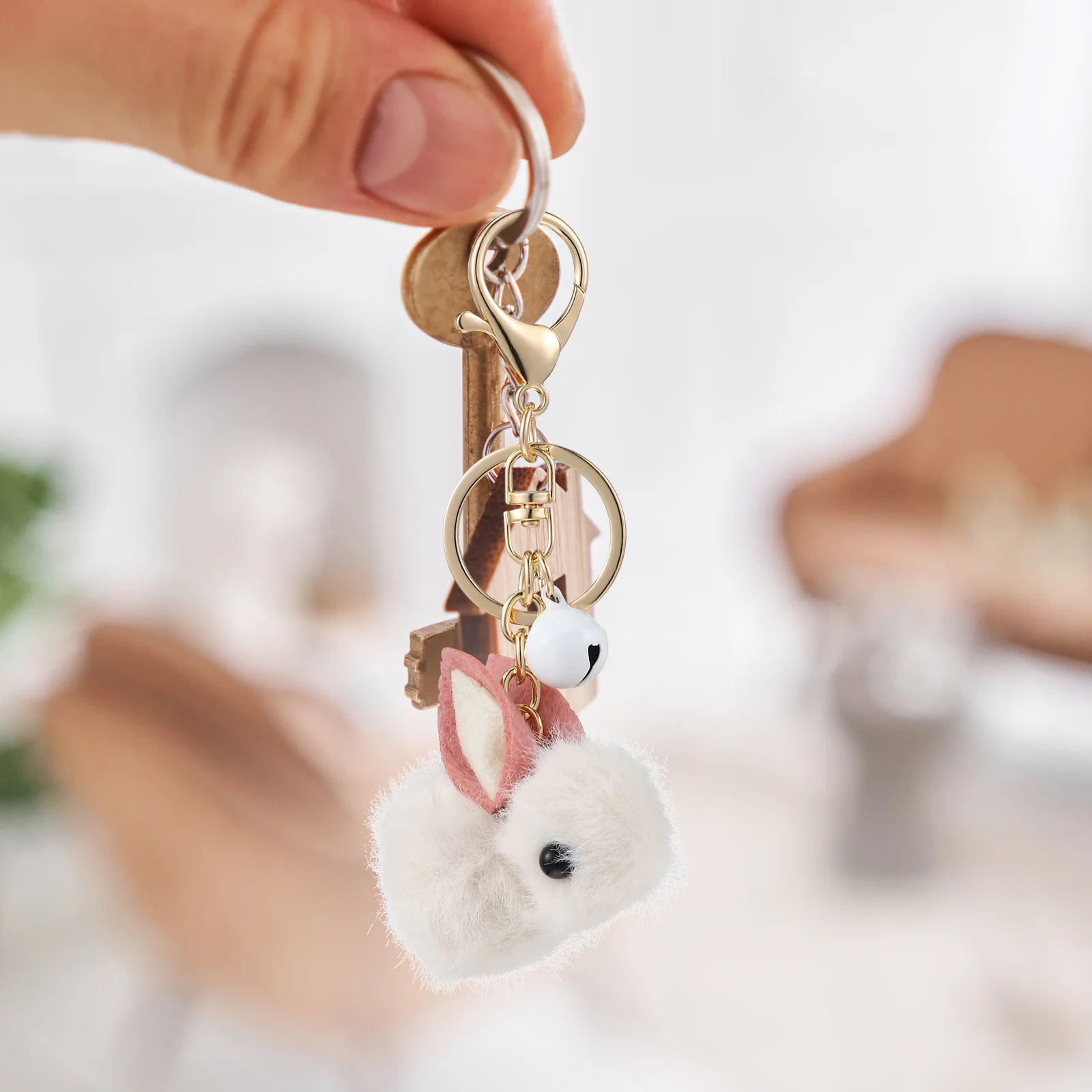 Wool Felt Keychain Bag Hanging Accessories Keychains for Car Keys Rabbit Gifts Bunny Keyrings Party Favors