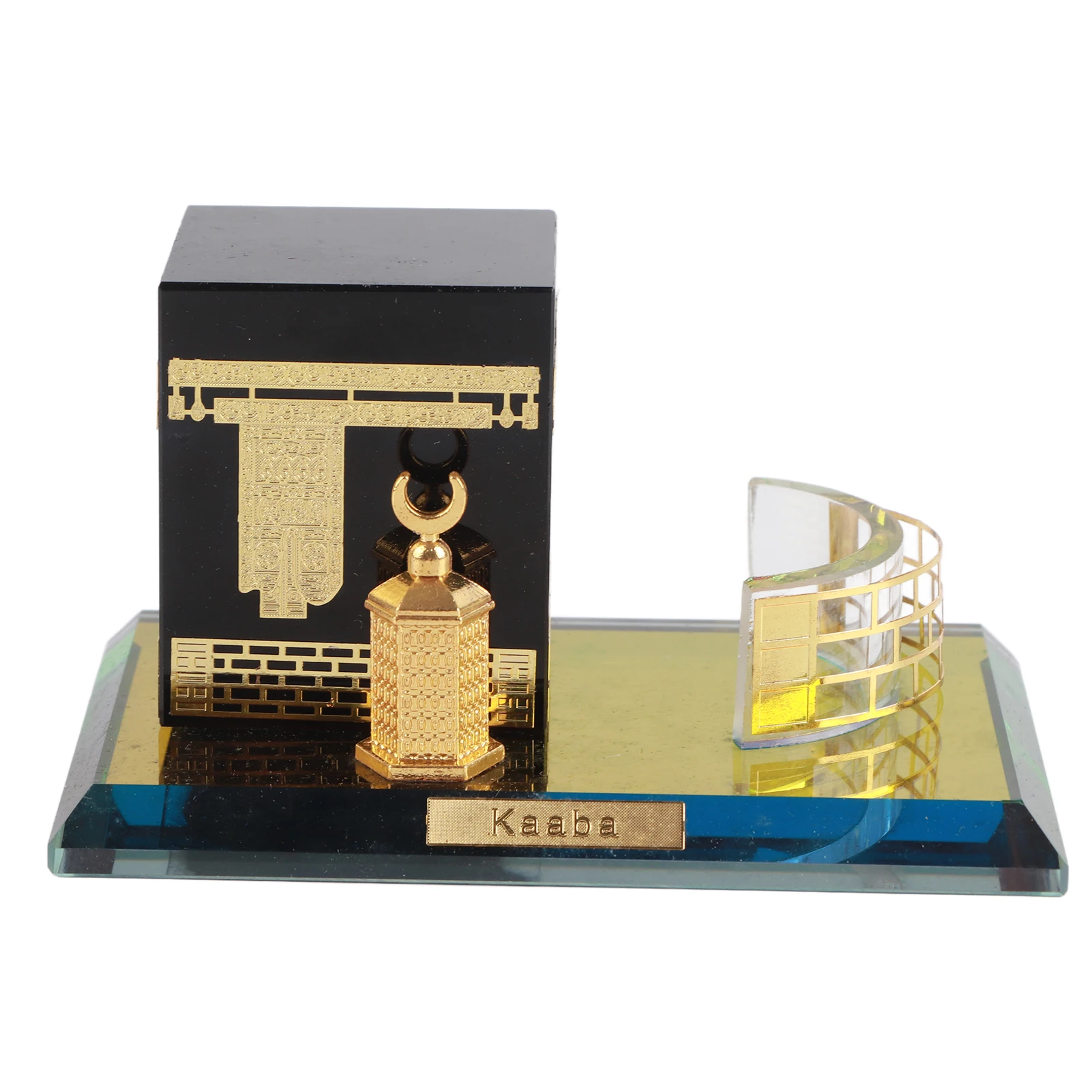 Muslim Crystal Gilded Kaaba Three Piece Model Islamic Building Handicrafts Souvenirs Home Decoration