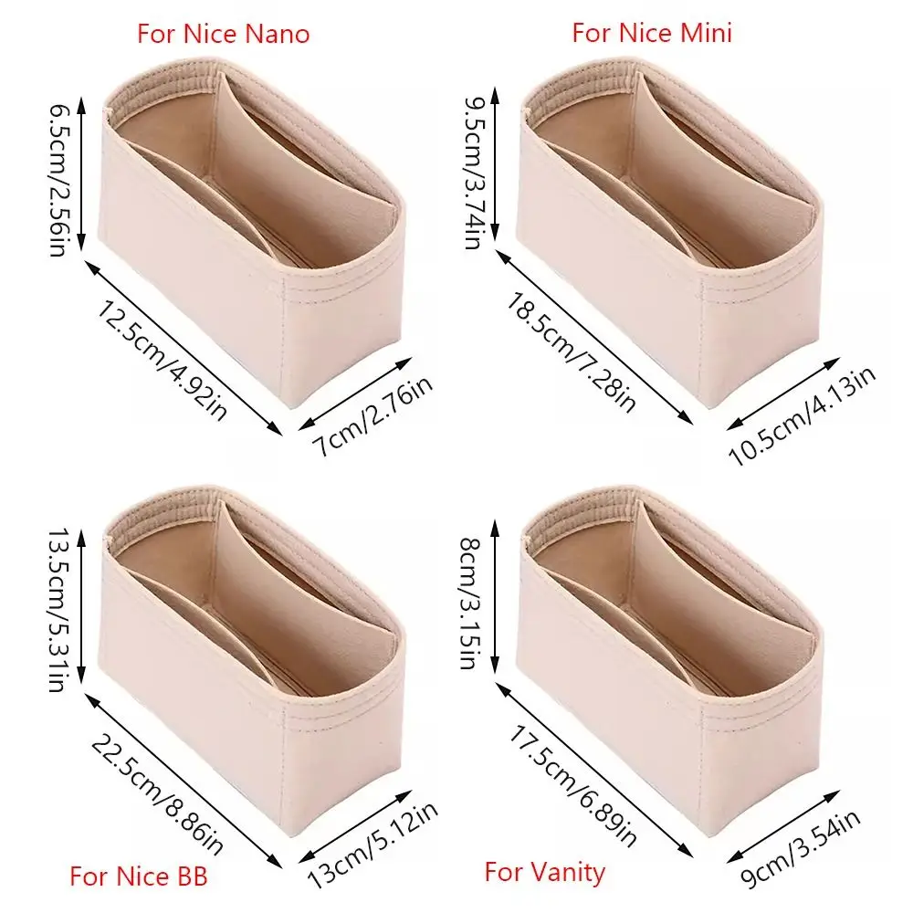 For Felt Handbag Insert Bag Bag Support Organization Internal Bag Storage Portable Purse Liner for LV Nice Nano/Mini/BB/Vanity