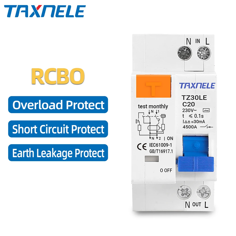 DZ30LE DZ40LE EPNL DPNL 230V 1P+N Residual Current Circuit Breaker Over And Short Current Leakage Protection RCBO MCB 32A 63A