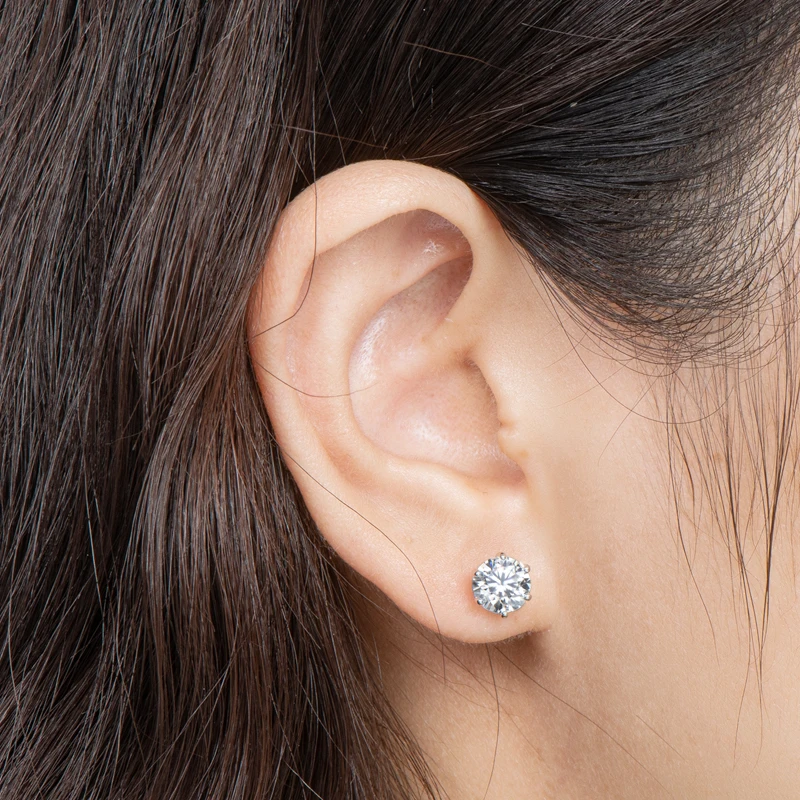 OXTAO D اللون 1.0ct مويسانيتي وأقراط للسيدات ريال 925 الفضة الكلاسيكية بسيطة ستة أقراط مخلب مجوهرات عيد الميلاد #5