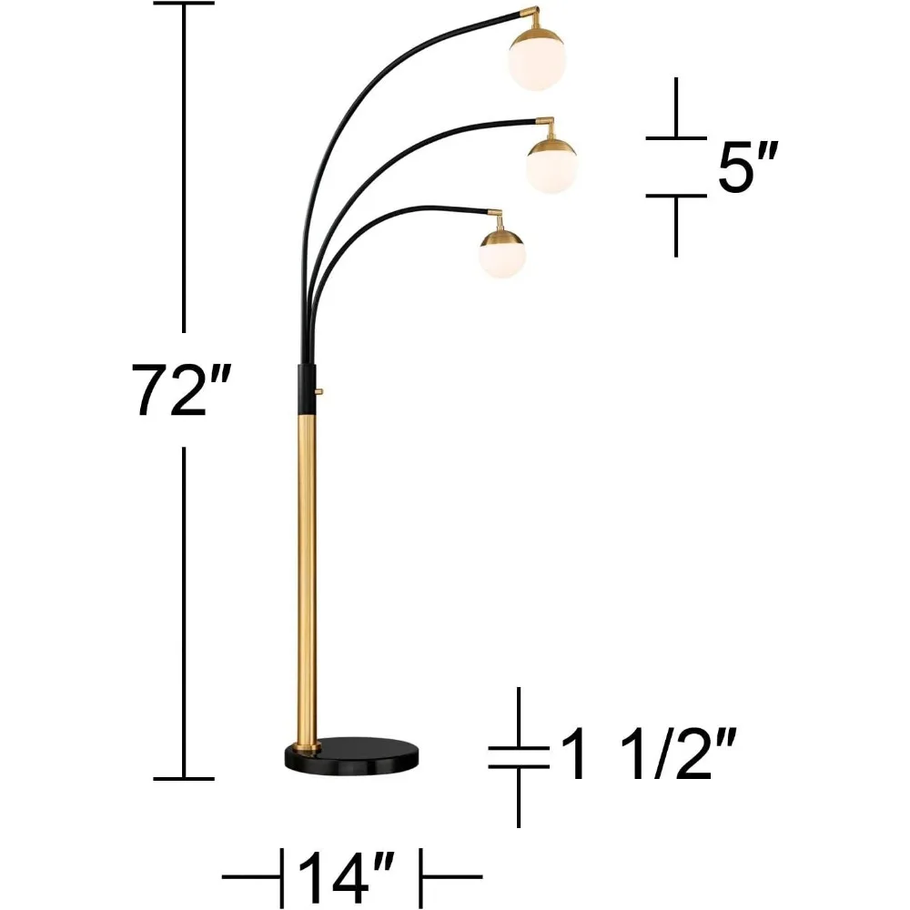 Imagem -05 - Arco do Assoalho Lâmpada com Braço Ajustável Sombra Giratória para Quarto Lâmpada Led Moderna Globo de Vidro Fosco Euro Design Meados do Século