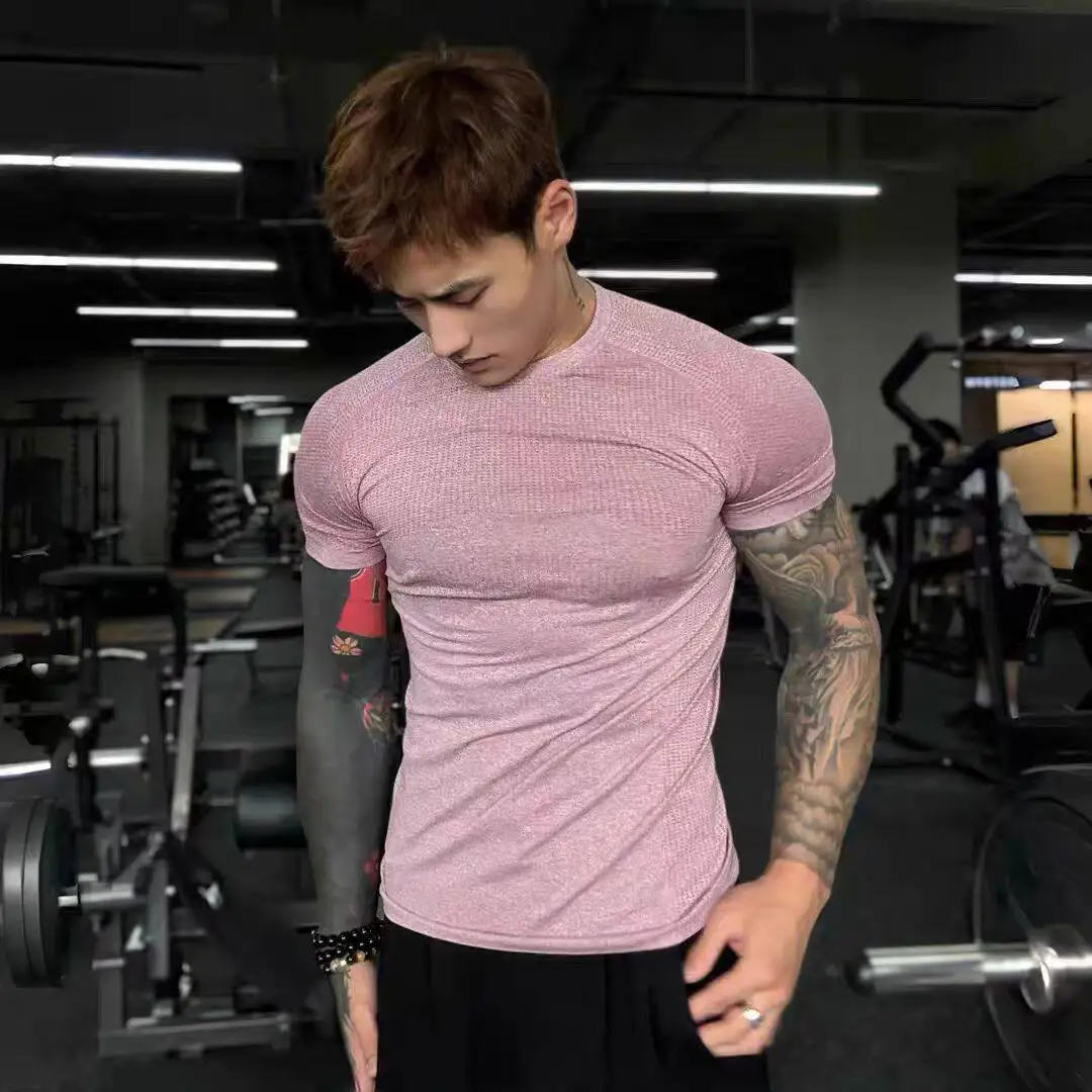 Schnelltrocknendes Fitness-T-Shirt für Herren, Slim-Fit-Muskel-Gym-T-Shirt, dehnbares Kompressions-Top für den Sporttraining – Detail 8