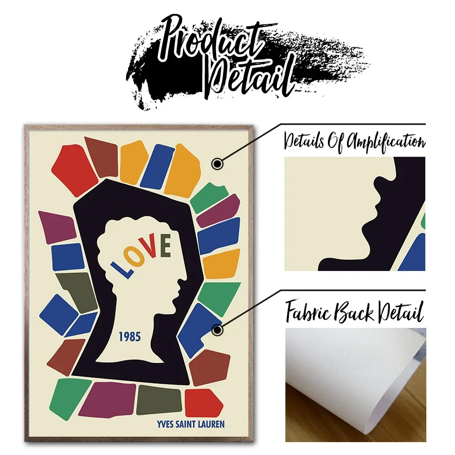 ملصق معرض حب القط المرجاني الهندسي الحديث الملون وطباعة فن جداري ، لوحة قماشية ، صورة لديكور غرفة المعيشة #4