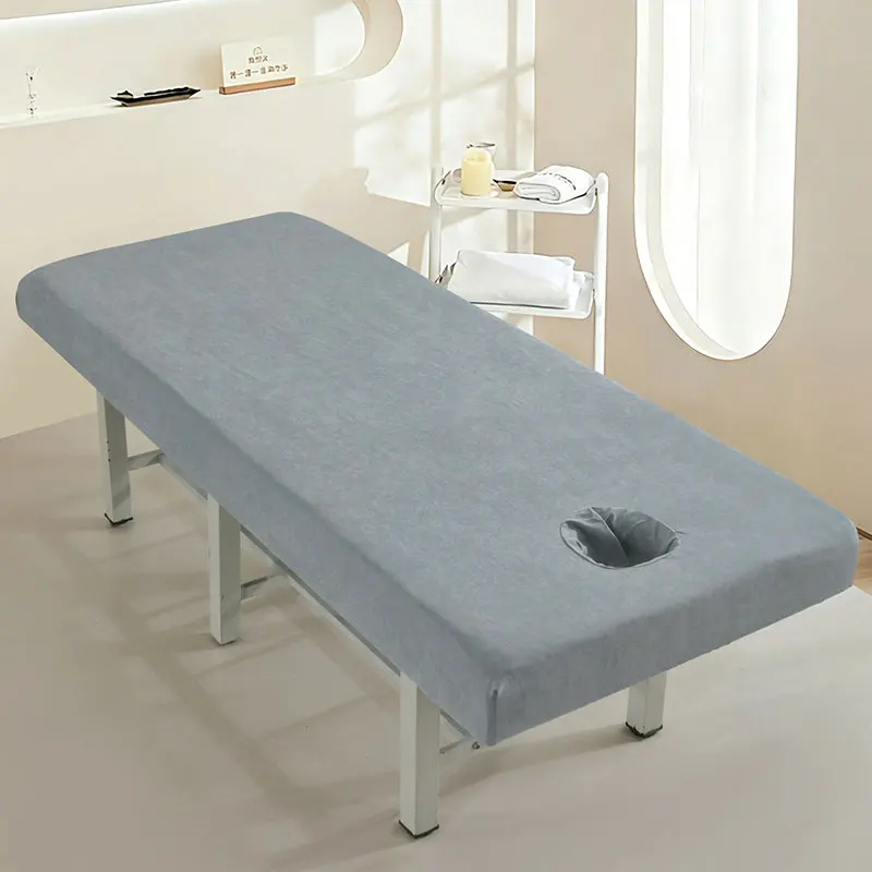 Beauty Salon Bed Cover SPA Treatment Mattress Cover Massage Table Bedspread Elastic Band Fitted Bed Sheet With Hole