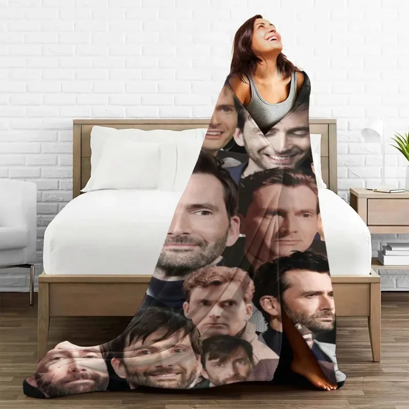 David Tennant Photo Collage Blanket Flannel Spring/Autumn Multifunction Warm Throw Blankets for Office Bedding Throws