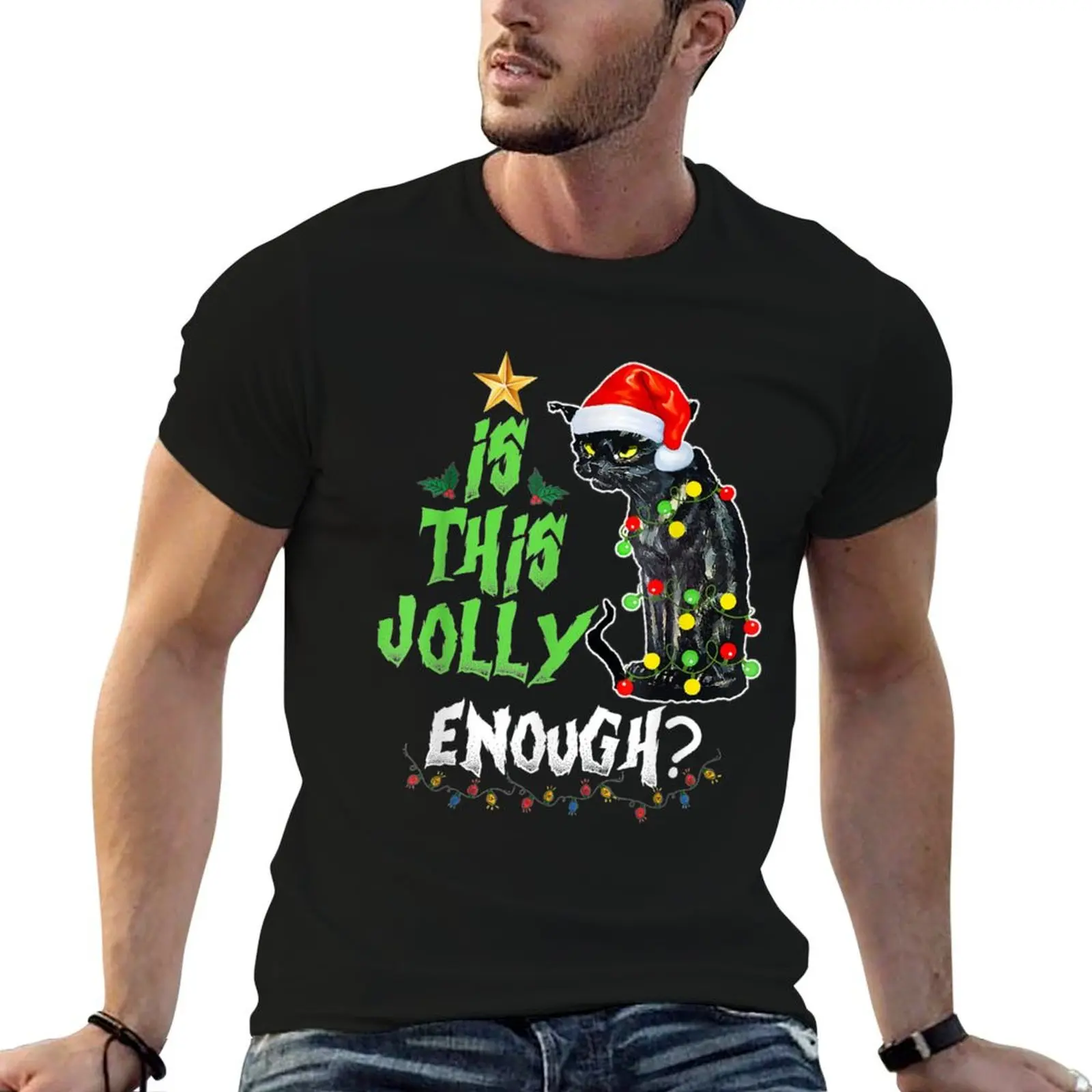 

Is this jolly enough Noel Cat merry christmas T-Shirt graphic shirts oversizeds funny t shirts for men