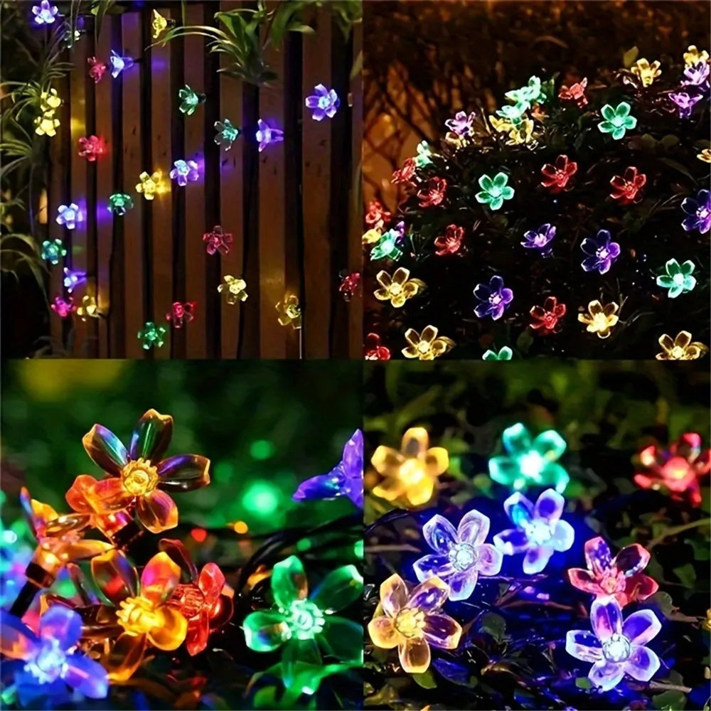 100LED/50LED/20LED Solar String Lights 8 Mode Outdoor Solar Cherry Flower Light Christmas Patio Garden Wedding Party Decoratio