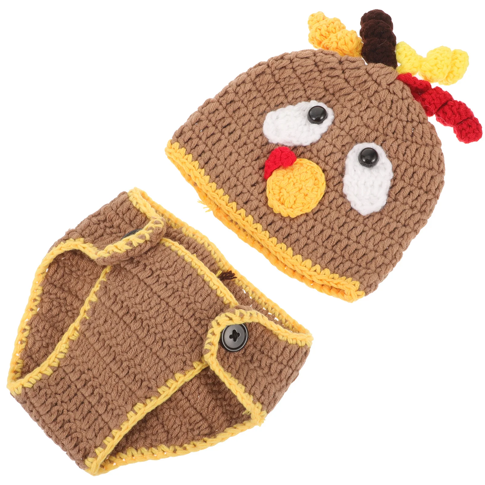 

Baby Photography Clothing Turkey Outfit Props Costume for Boy Weave Hat and Diaper Set Newborn Milk Cotton Photoshoot