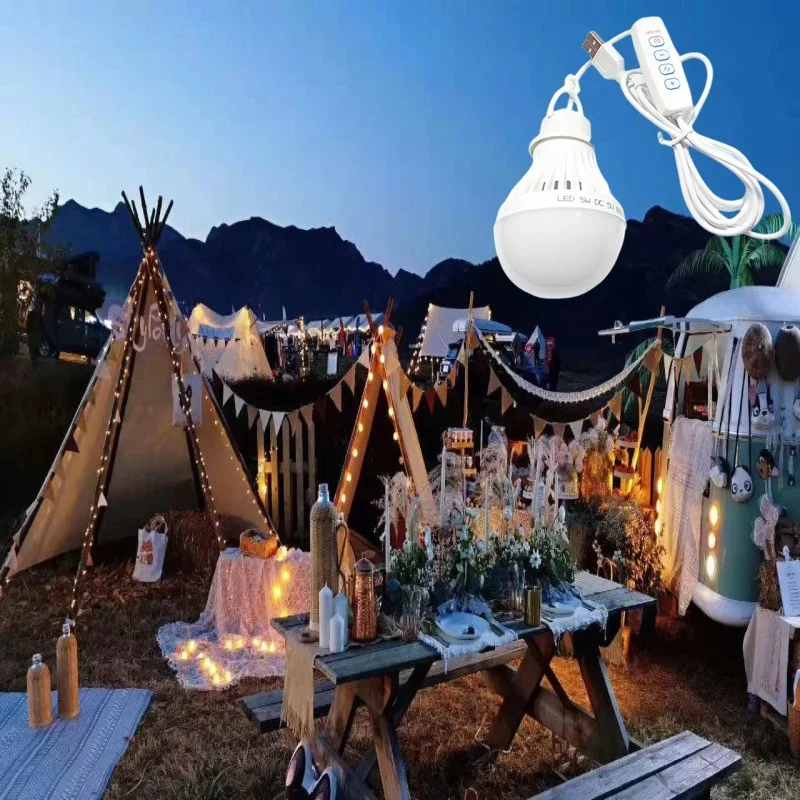 3/5/7W USB Lamp Bulb 5V Portable Camping Lantern Lamp LED USB Power Reading Book Light For Outdoor Camping Tent Lighting