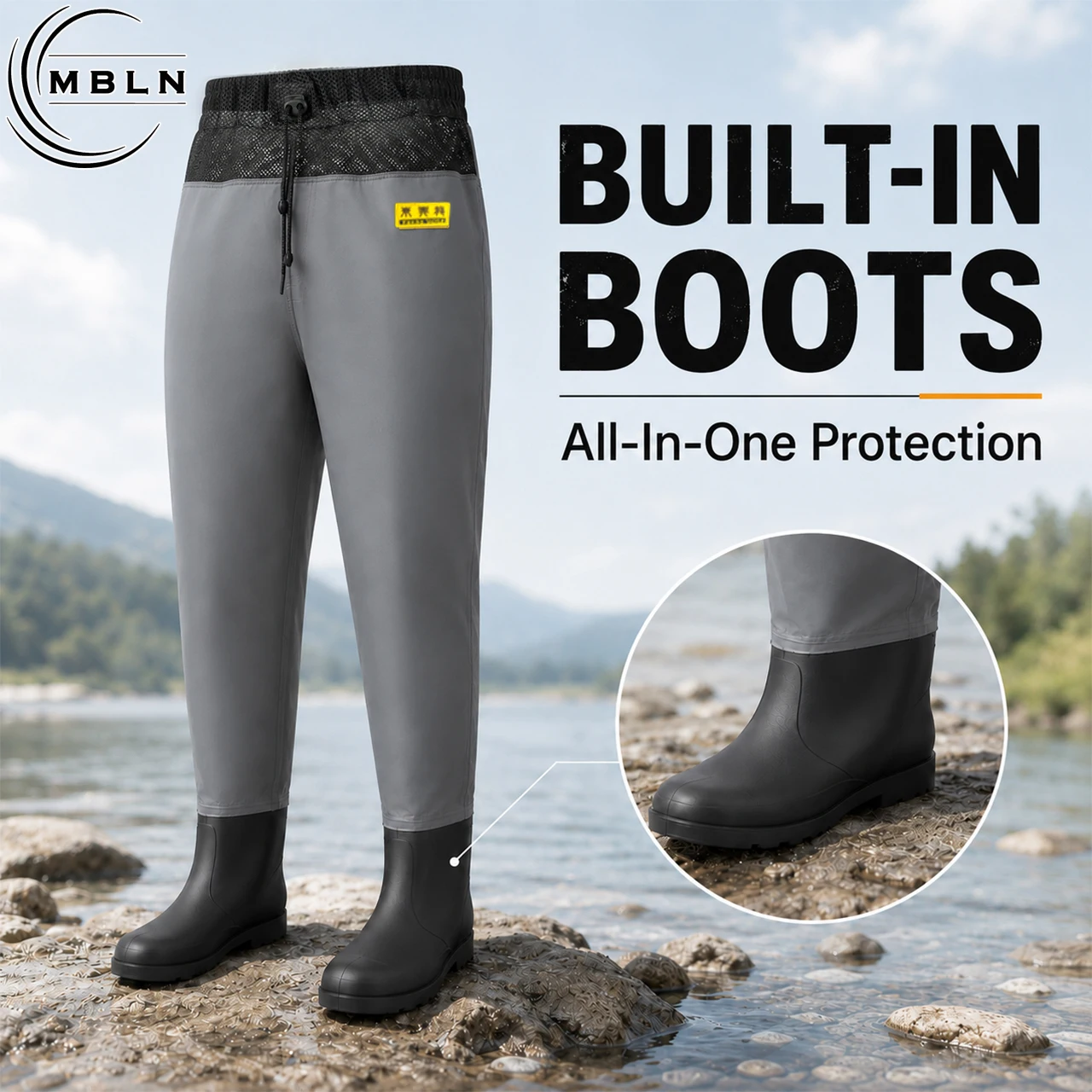 Rutschfeste Angelstiefel-Overalls, Wasserdichte Outdoor-Ausrüstung für Camping, Jagd, Angeln und Bachwanderungen – Detail 3