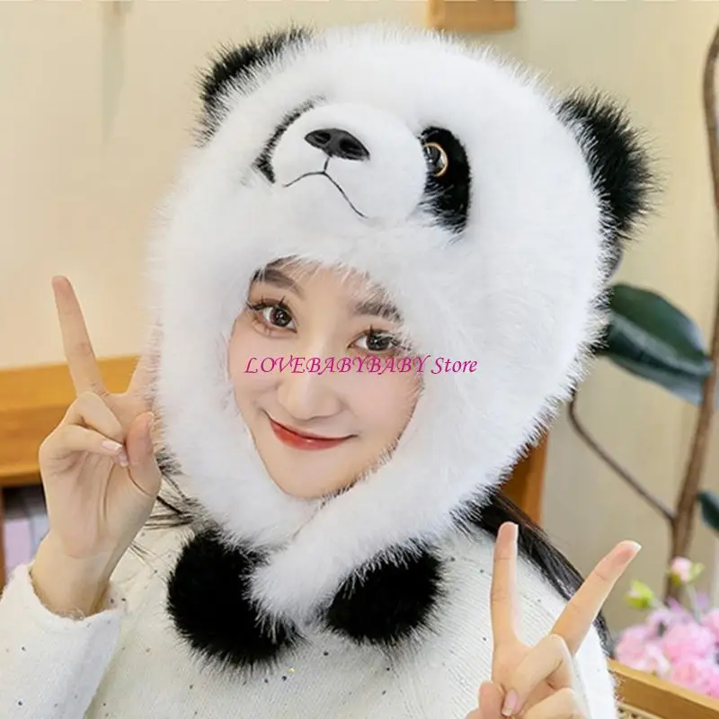 Plush Panda Hat Cartoon Cartoon Caps Caps Cold Resistant Roattan