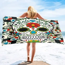 Skull Beach Towel Microfiber   for Gym Travel Fitness Spa  Women Girl Quick Dry Sandless Large  s