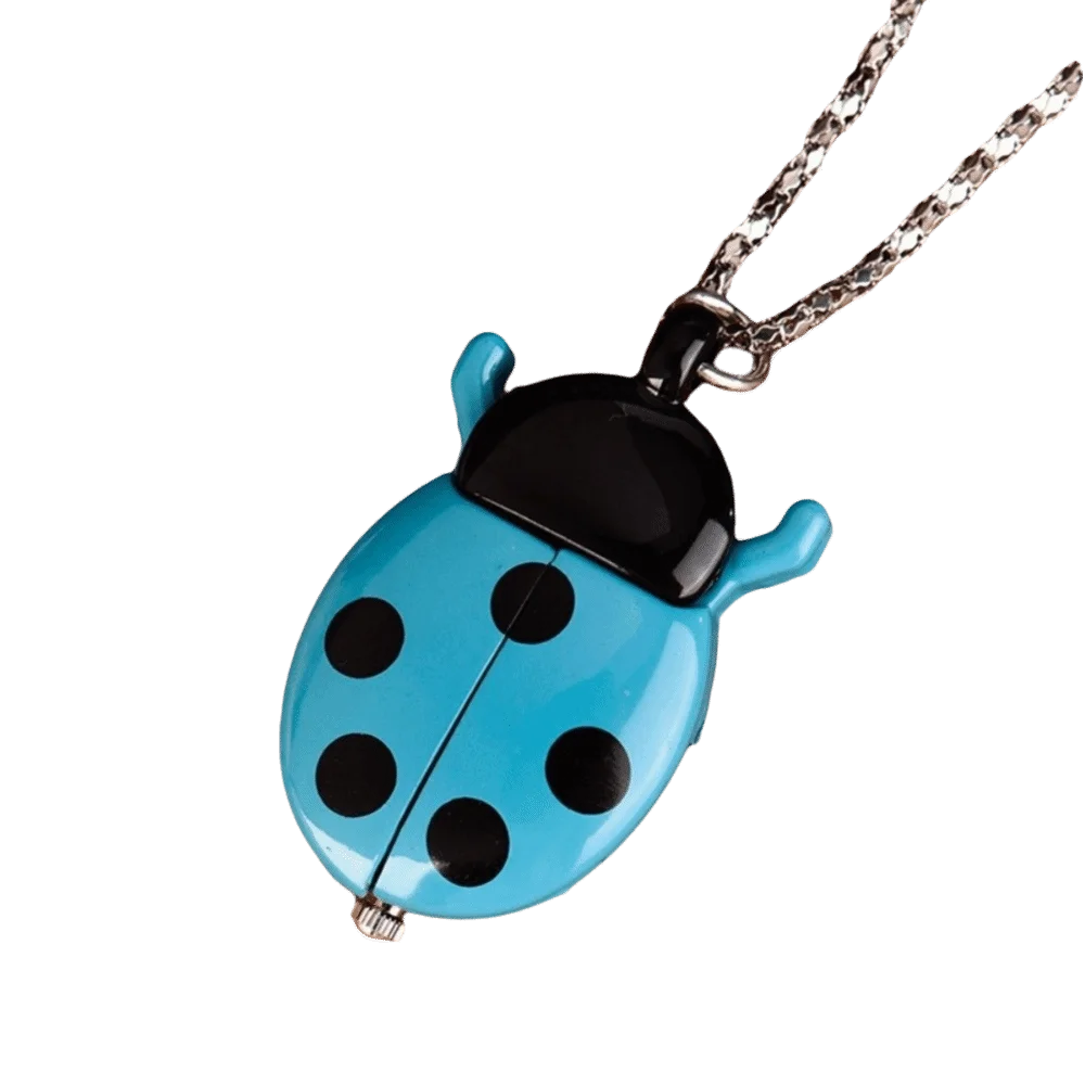 Cute Multi-color Ladybug Pocket Watch Quartz with Chain Pocket Watch Lightweight Necklace Pocket Watch