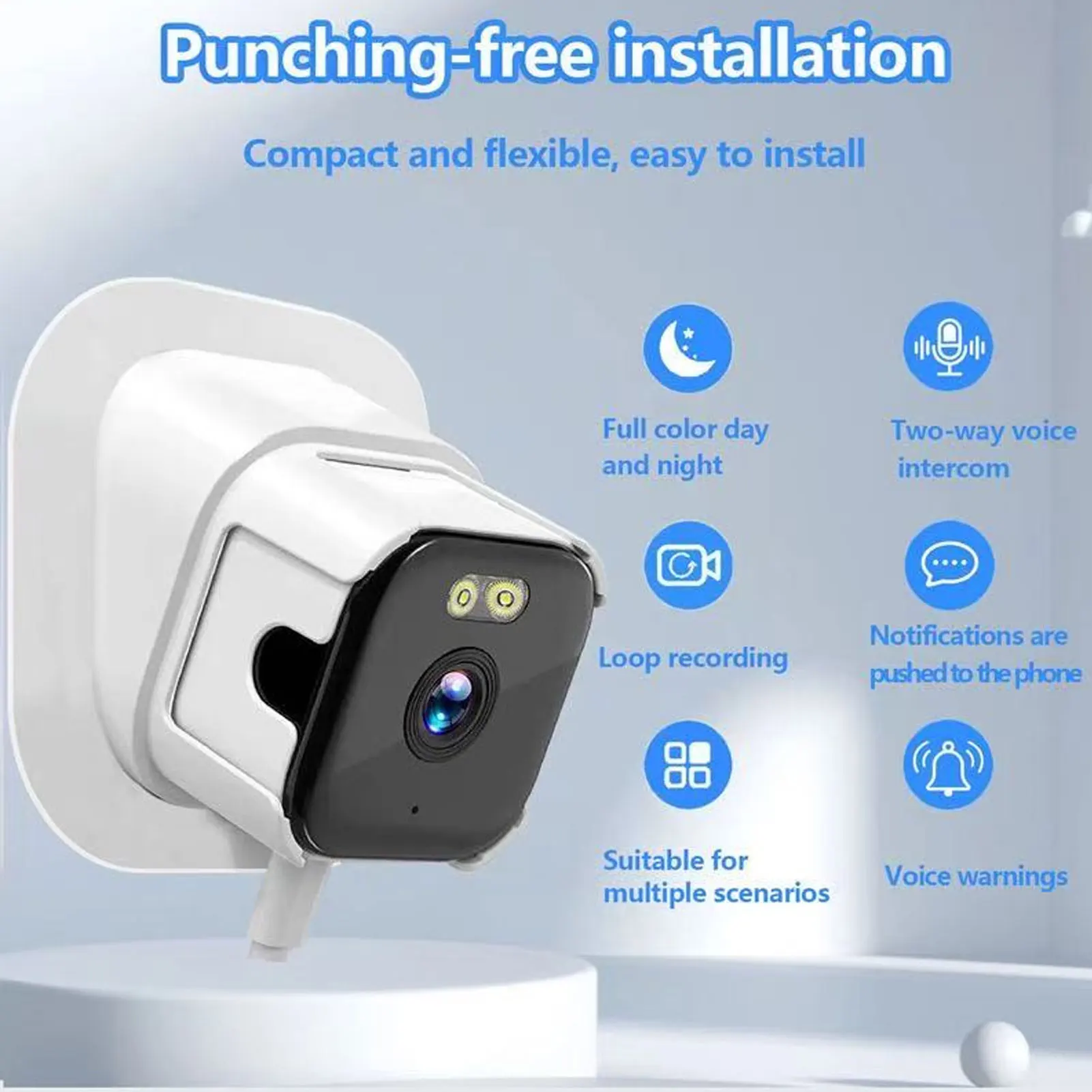 

2K домашняя оконная камера безопасности с полноцветным искусственным интеллектом ночного видения с антибликовым покрытием 2,4G 5G WiFi PIR камера с обнаружением движения для внутреннего окна