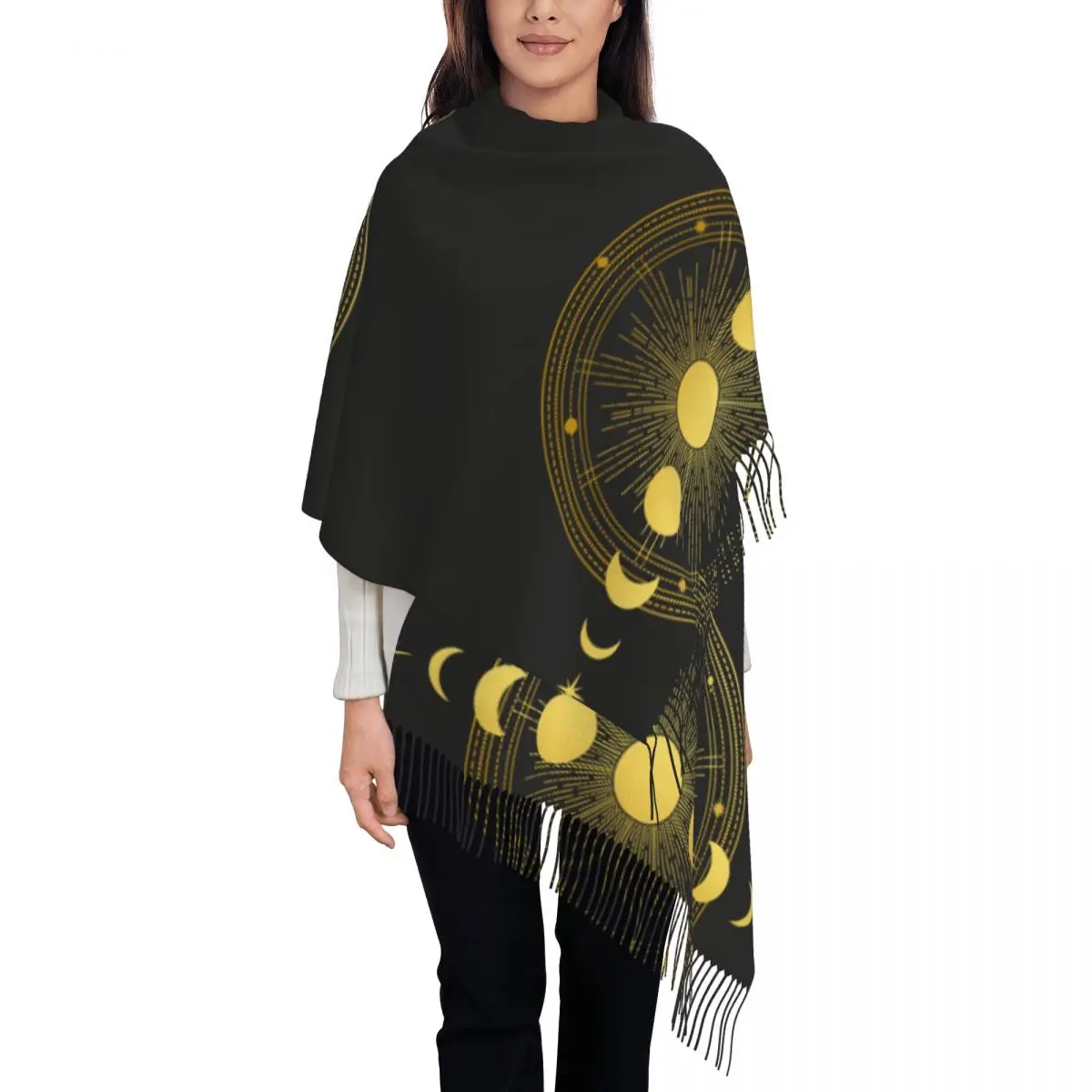 

Winter Tassel Scarf Abstract Composition Orbits And Stars Cashmere Scarves Neck Head Warm Pashmina Lady Shawl Wrap Bandana