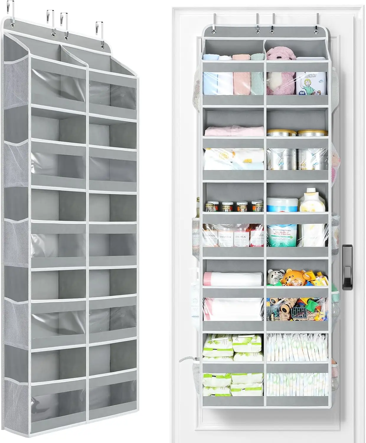 

5-уровневый органайзер для двери, двухколонный, с 10 отделениями, прочный, для хранения в шкафу, ванной, кладовой - серый