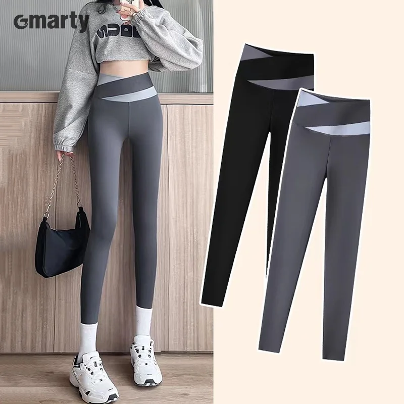 

Women's Active Bottoms Sexy Cross Waist Yoga Pants Women's Nine-Point Leggings Seamless Fitness Casual Sports Pants