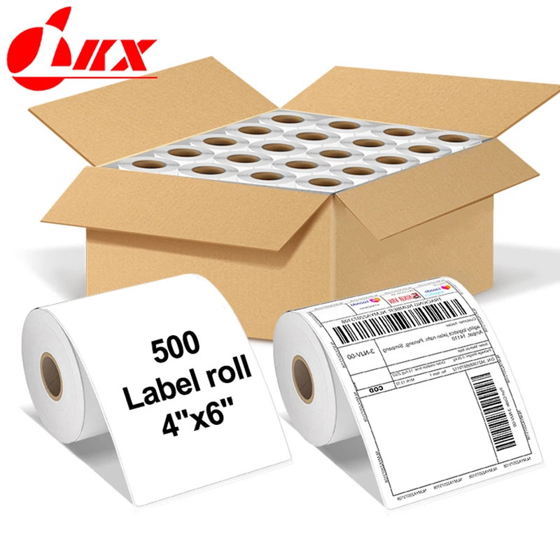 LKX 100 x 150 mm, 500 Stück, gelber Boden, Thermoetiketten, Drucker, Versandetiketten, Allzweck-Etikettenpapier, Aufkleber, wasserdicht, ölbeständig