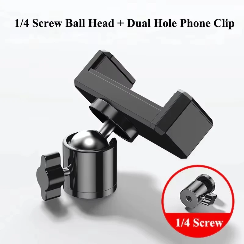 Universal Mobile Phone Clip Bracket Holder 360 Rotation 1/4 Screw Ballhead for Tripod Stand Monopod image 2