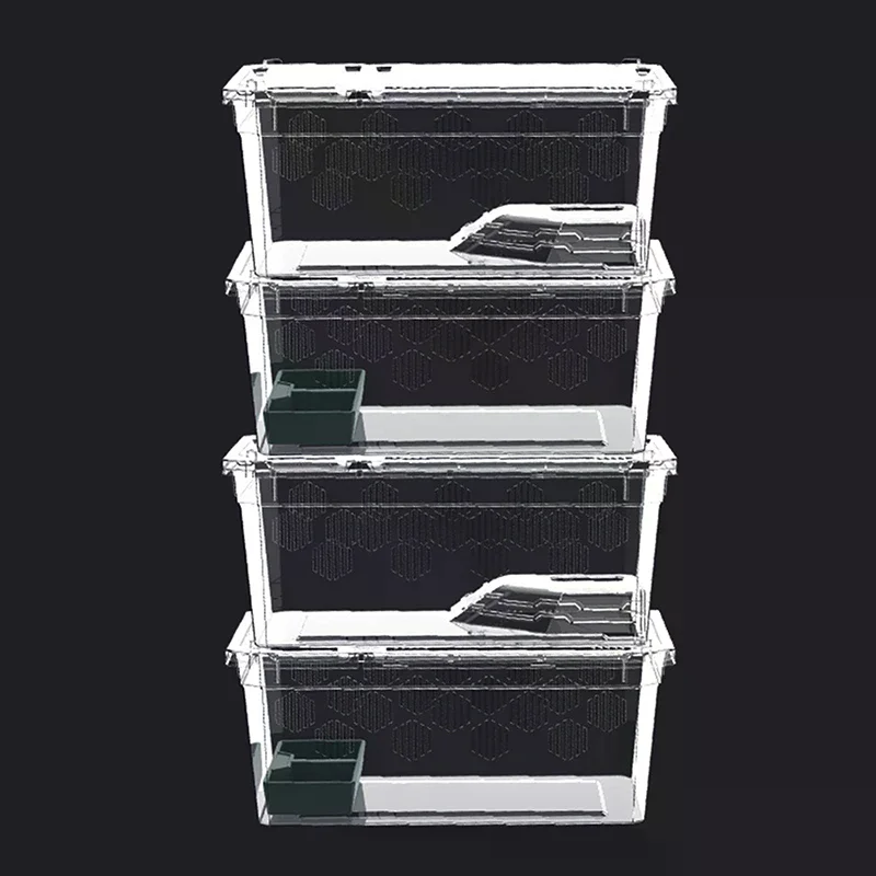 Plastic Reptile Tank Insect Spiders Tortoise Lizard Transparent Reptile Breeding Box Vivarium with Balcony Feeding Supplies