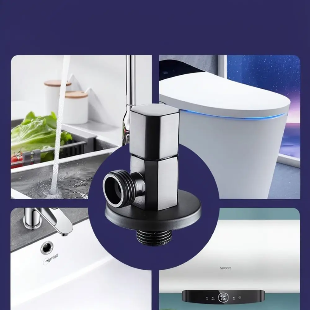 Modern Style Solid Brass Angle Valve Gunmetal Gray Stop Valve For Residential Bathroom Kitchen Sink Water Flow