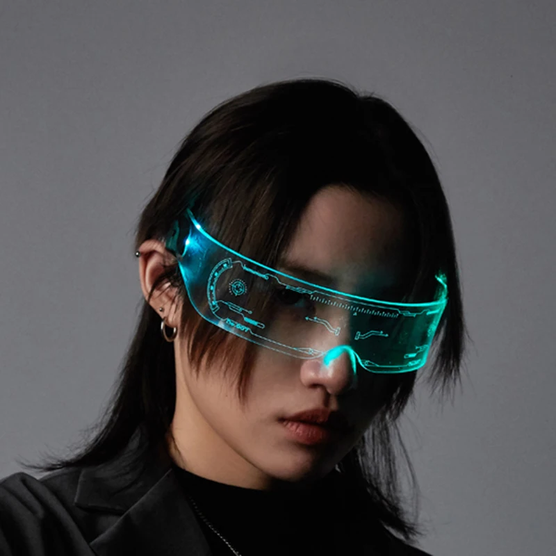 LED Neon leuchtende Brille leuchten Rave Kostüm Party Dekor DJ Club Brillen Leistung Requisiten ändern Farbe Ball Brillen – Detail 2