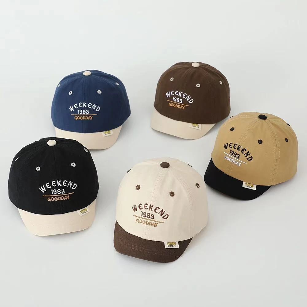 

Summer Children Baseball Cap Patchwork Letter Embroidery Baby Hat Outdoor Casual Kids Boys Girls Adjustable Short Brim Sun Hat