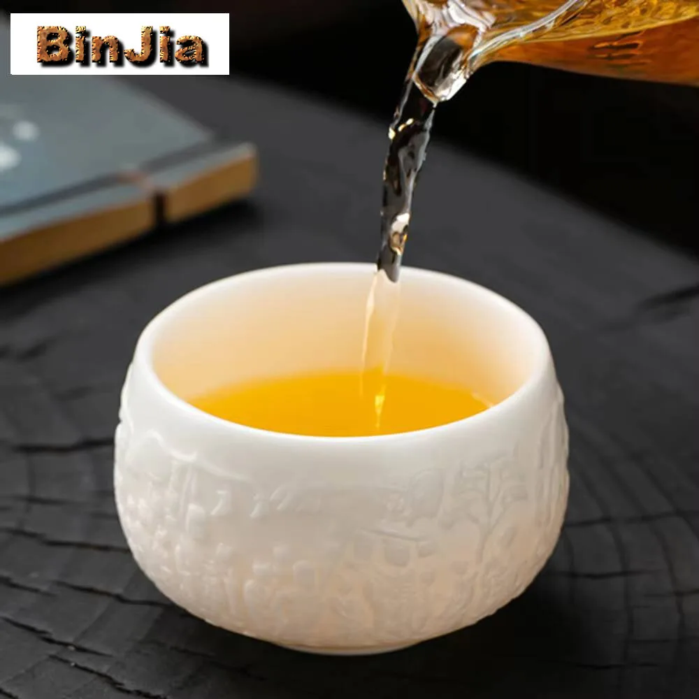 170 مللي الراقية الجليد البذور اليشم الخزف فنجان الشاي الإغاثة دونهوانغ بوذا ماستر كوب الشخصية تشازان تذوق وعاء الشاي الكونغ فو مجموعة #2