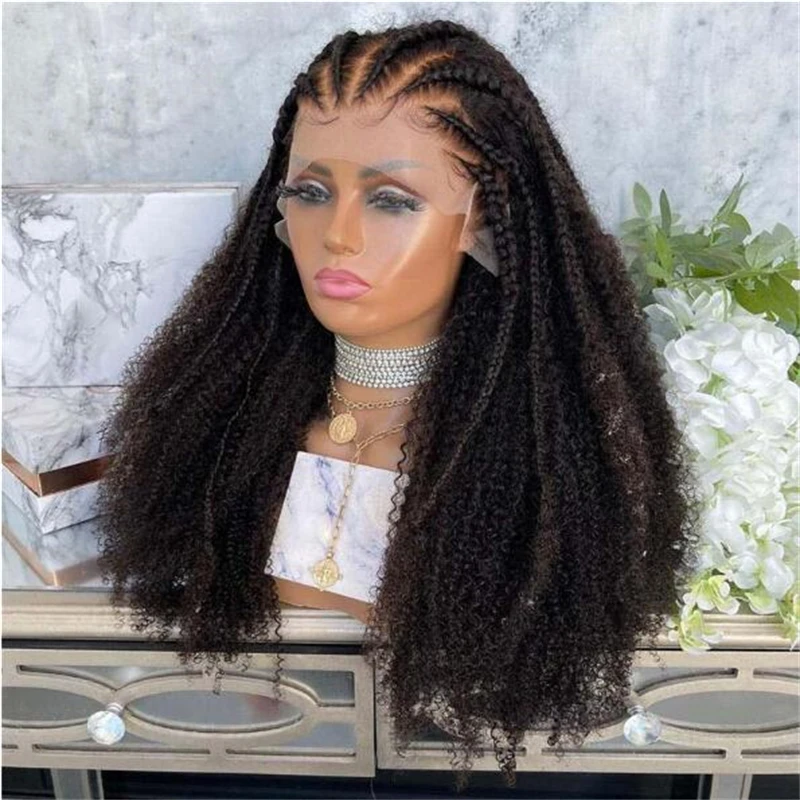 

Middle Part 26inch 180Density Soft Glueless Kinky Curly Long Deep Lace Front Wigs For Balck Women Babyhair PrePlucked Daily Wear