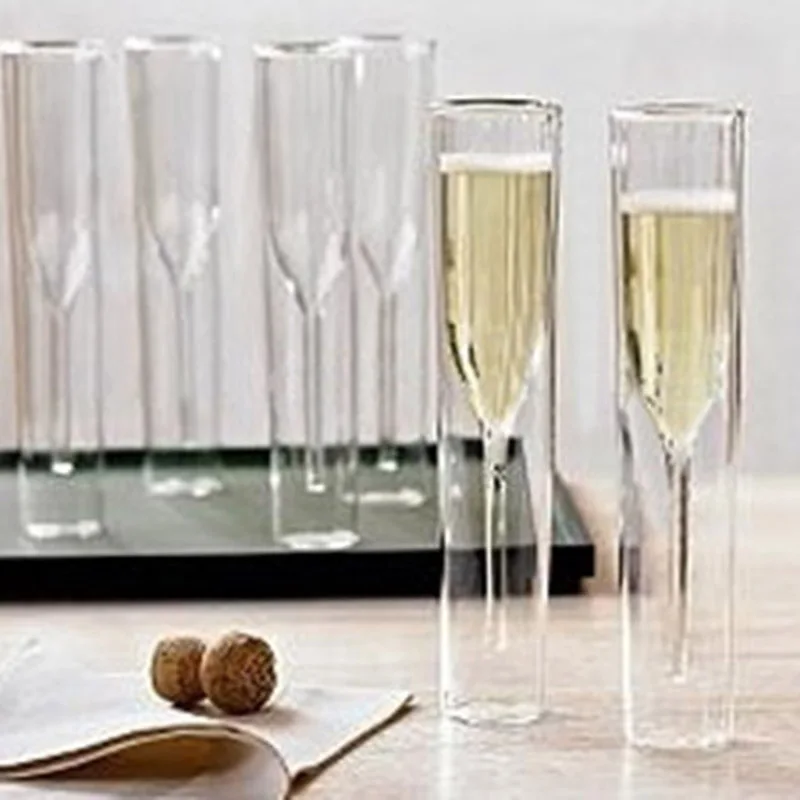 2/4/6 Pcs Double Wall Champagne Flutes Mouth-Blown Reusable Glass Elegant Appearance Best Gift For Parties Weddings Celebrations