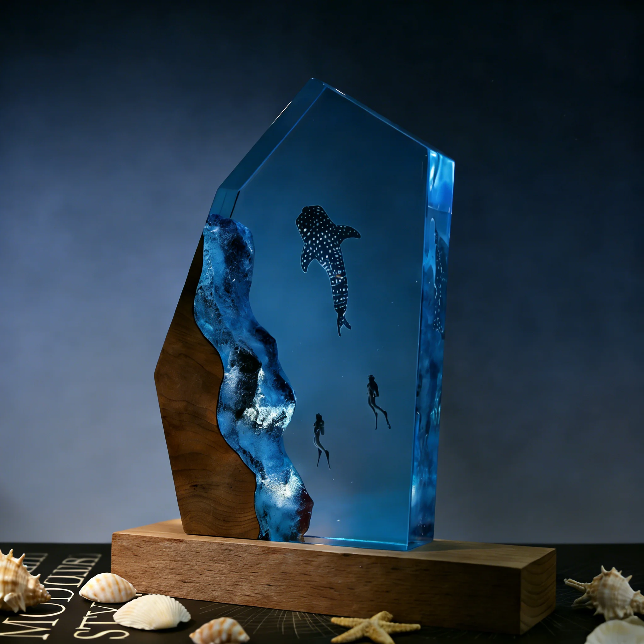 Marine Micro-Scene Table Decorative Piece - Whale Resin Glowing Personalized Home Decoration Creative Advanced Gift