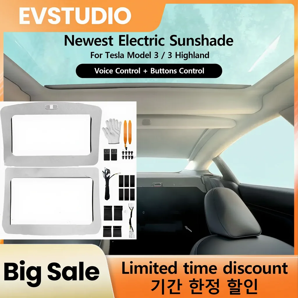 

New Electric Sunshade for Tesla Model 3 Highland Integrated Car Sun Roof Shade Retractable Sun Visor Interior Modificati Parts