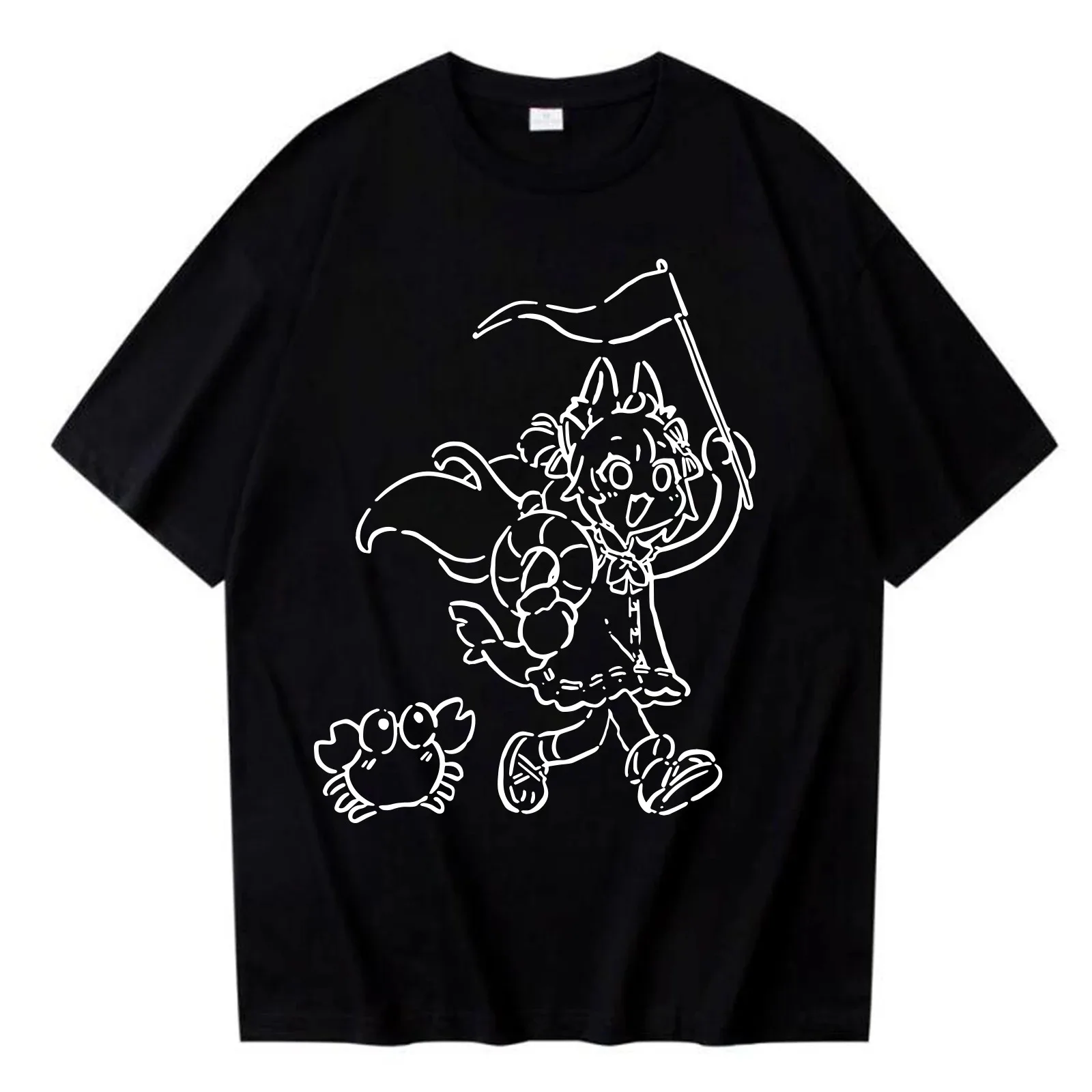 Sameko Saba الكتابة على الجدران الجرافيك موضة الصيف القطن تي شيرت عادية تي شيرت قصير تي شيرت Harajuku التي شيرت أنيمي مانغا تي شيرت بلايز