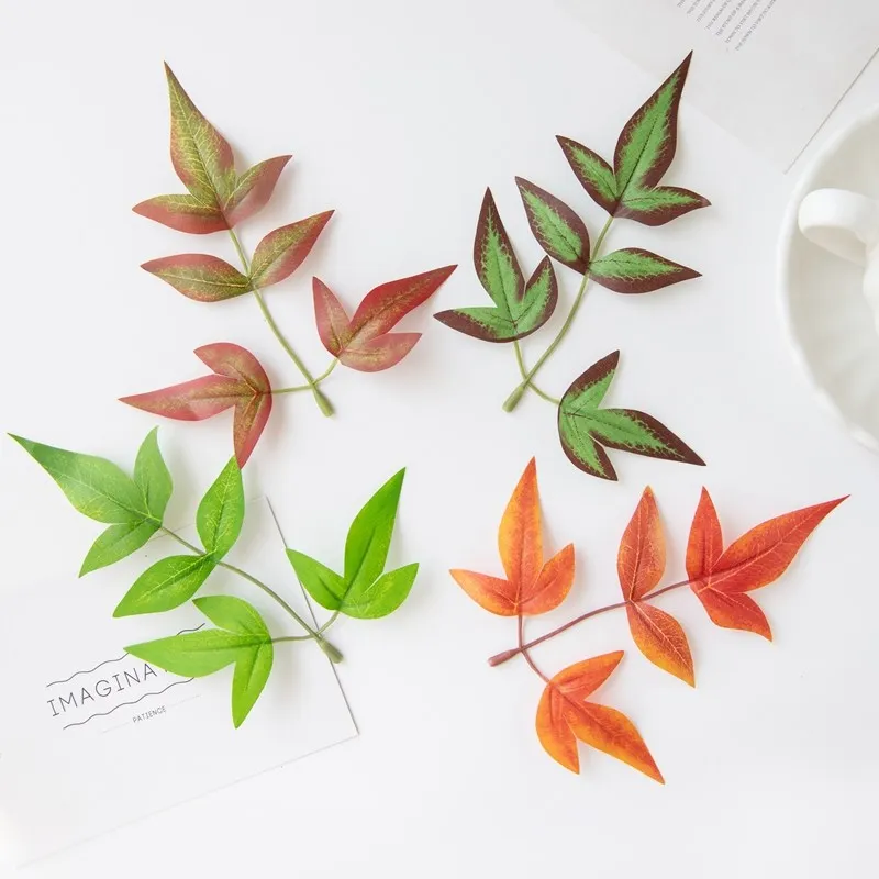 50PCS Artificial Flowers Plants Silk Maple Leaf Christmas Decoration for Home Wedding Outdoor Garden Scrapbook Needlework Autumn