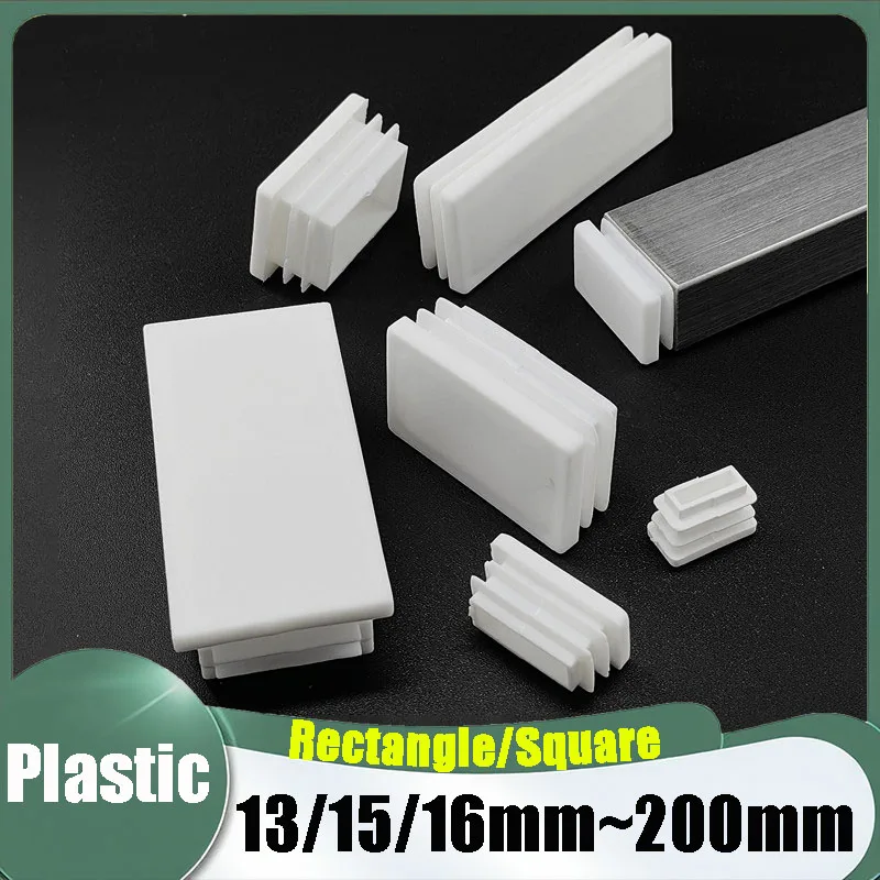 1Pcs 13x13mm~100x200mm White Plastic Plug Square/ Rectangle Tube Inner Plugs Table And Chair Foot Cover Blanking End Cap