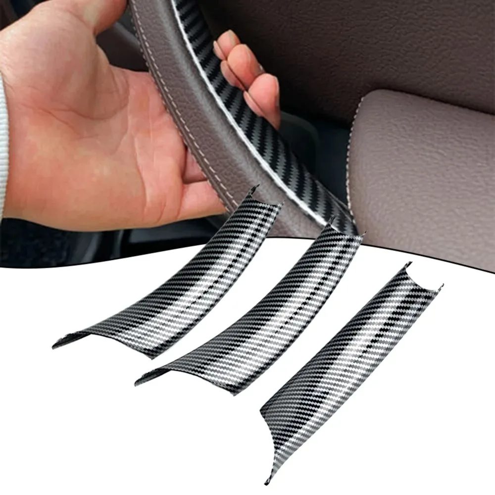 LHD RHD 3Pcs/Set car Interior Door Pull Handle Cover For BMW X5 E70 X6 E71 E72 2007-2014 Black Carbon Fiber Pattern