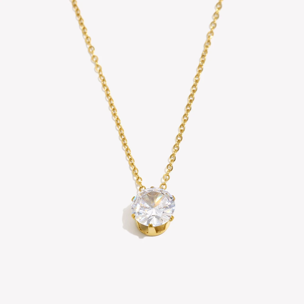 

E.B.belle ожерелье с подвеской в виде короны из нержавеющей стали с PVD-покрытием 3A и цирконием, женское минималистское ожерелье с кристаллами для свадебной вечеринки