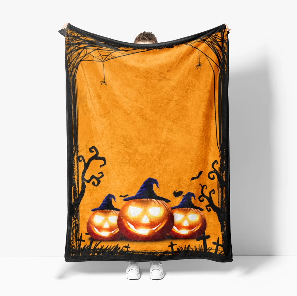 Halloween theme Custom  Print soft Thin Blanket Flannel Decoration Suitable for sofas bedrooms air-conditioned rooms  Gifts