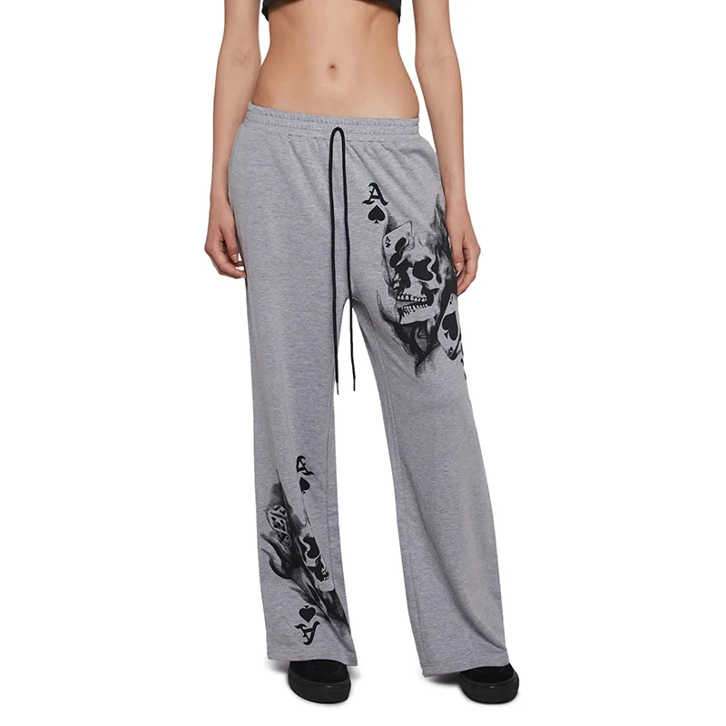 

Мужские и женские спортивные штаны в европейском и американском стиле с прямыми штанинами с принтом черепа для повседневного спортивного стиля