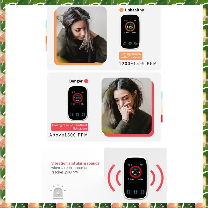 

JAJA Детектор качества воздуха Портативный тестер угарного газа Измеритель температуры и влажности