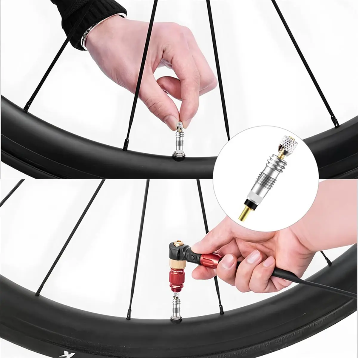 

AD10 40 шт. Профессиональные латунные сердечники и штоки для клапанов Presta - герметичные универсальные сердечники для бескамерных шин шоссейных/горных велосипедов