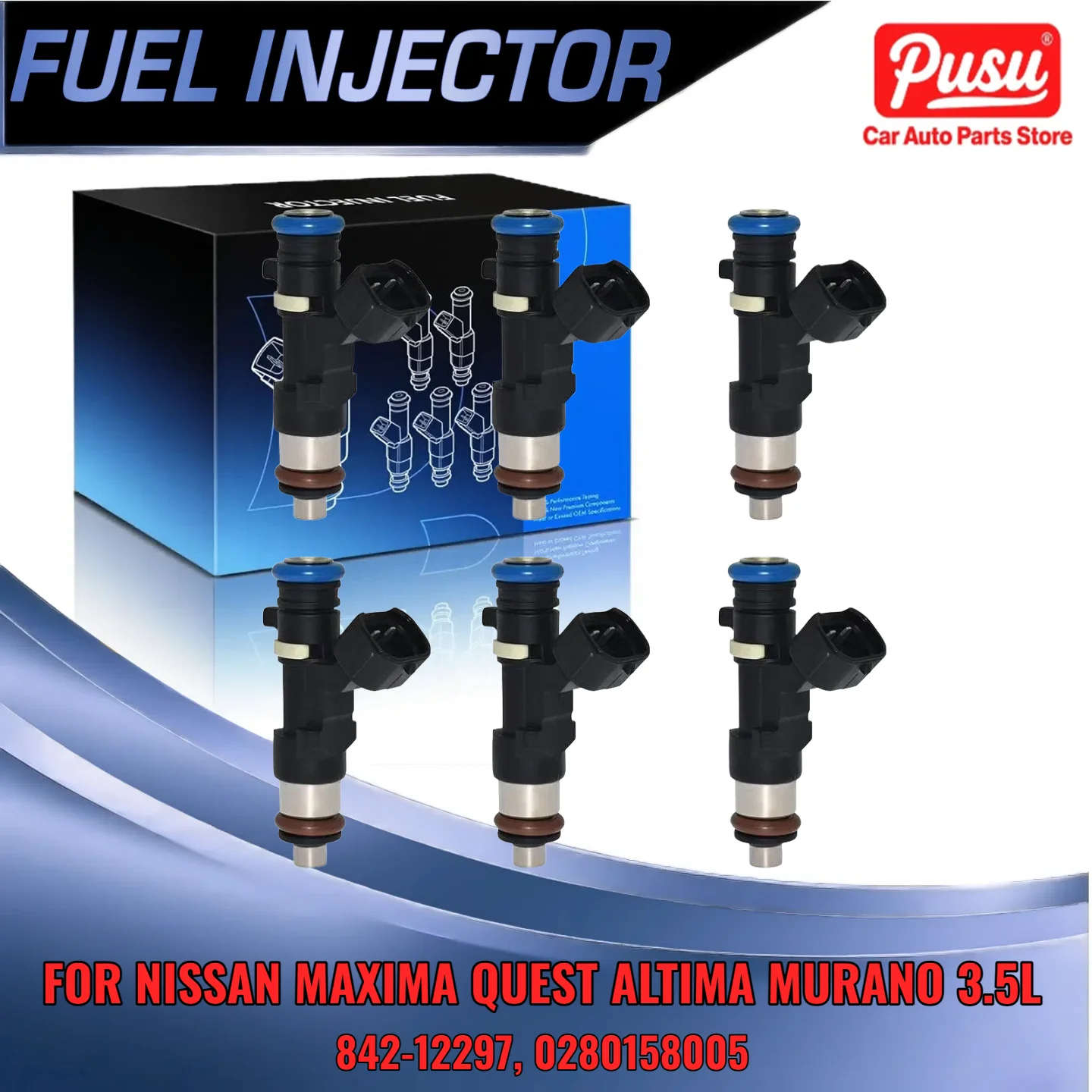 

For Nissan Altima Maxima Murano Quest 6PCS Fuel Injectors 0280158005 Fit 3.5L V6 DOHC