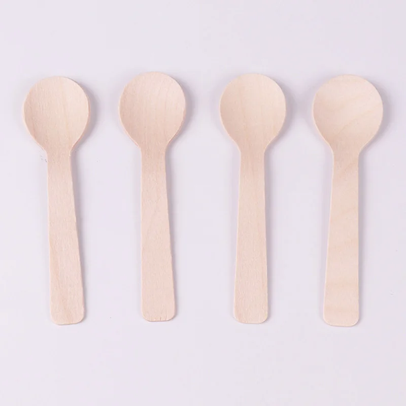 5000Pcs/Lot Mini Ice Cream Spoon Wooden Disposable Wood Dessert Scoop Western Wedding Party Tableware Kitchen Accessories Tool