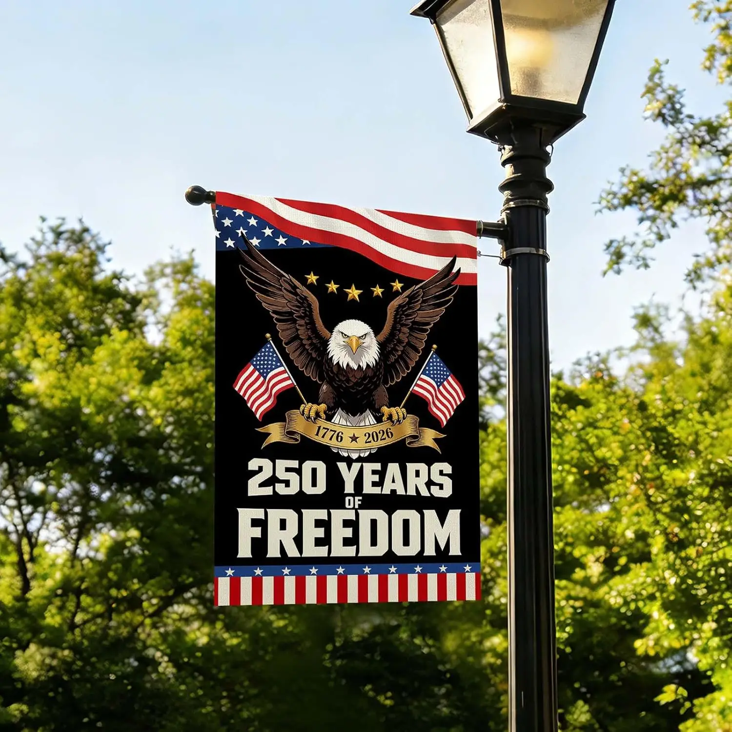 250 Anniversary USA Garden Flag, 12x18in Double Sided Waterproof Patriotic Eagle Flag 1776–2026, USA Outdoor Yard Decor AAS
