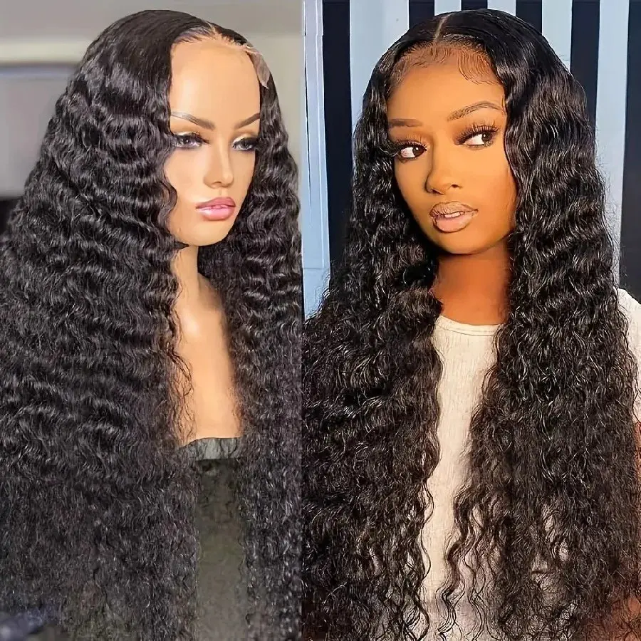 Rosabeauty 13X6 250 Density Deep Wave 40 Inch 13x4 Lace Front Human Hair Wig 5X5 Preplucked Glueless Ready To Go Curly Wig